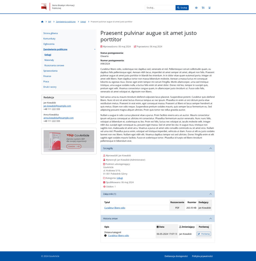 Widok pojedynczego artykułu BIP